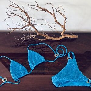 Blue Textured Bikini Set